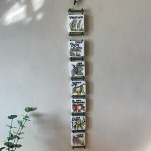 Vintage Israeli Ceramic Tile Wall Hanging Yad Lakashish Jerusalem 7 Species Art